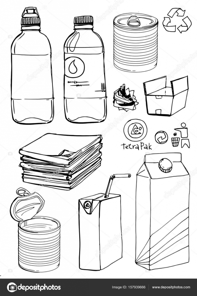 Sketch of recyclable materials Stock Illustration by ©vaneevais.gmail