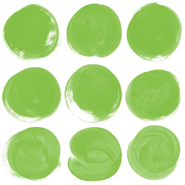 Ställ Akvarell Gröna Blubbar Isolerad Vit Bakgrund Form Design Tom — Stockfoto