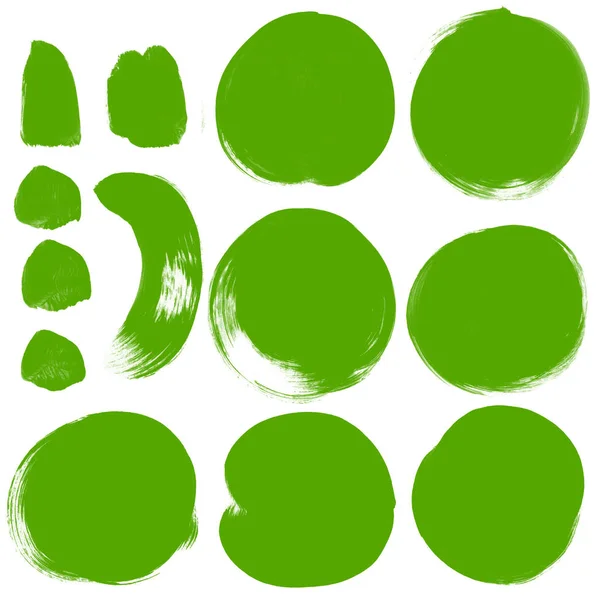 Ställ Akvarell Gröna Blubbar Isolerad Vit Bakgrund Form Design Tom — Stockfoto