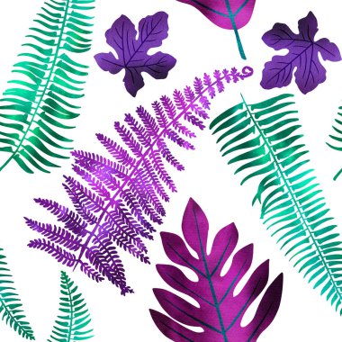 Arkaplanda renkli neon yaprakları