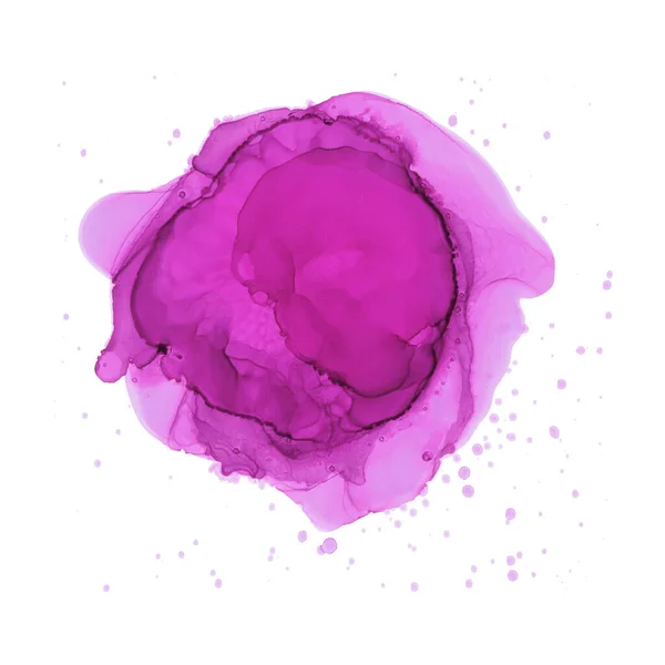 Magical Purple Texture Alcohol Ink Abstract Spots Paint White Background — Stockfoto