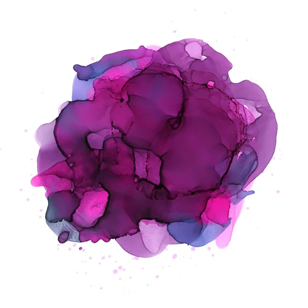 Magical Purple Texture Alcohol Ink Abstract Spots Paint White Background — Stockfoto