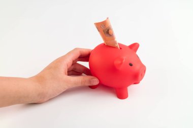 Kırmızı kumbara Euro'luk tam