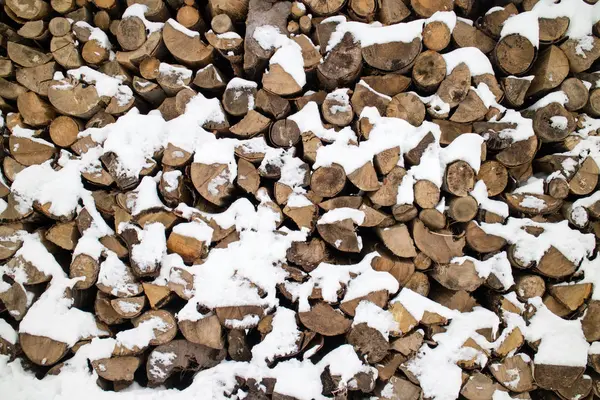 Firewood Covered with Snow — Stock Photo, Image