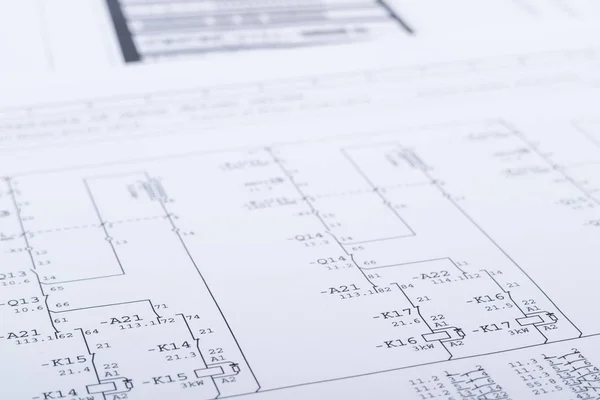 Electrical Schematics with Blured Background — Stock Photo, Image