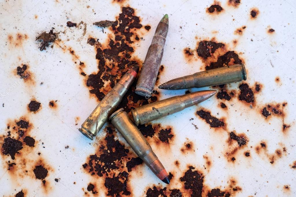 Old Dirty Bullets of AK-47 Rifle