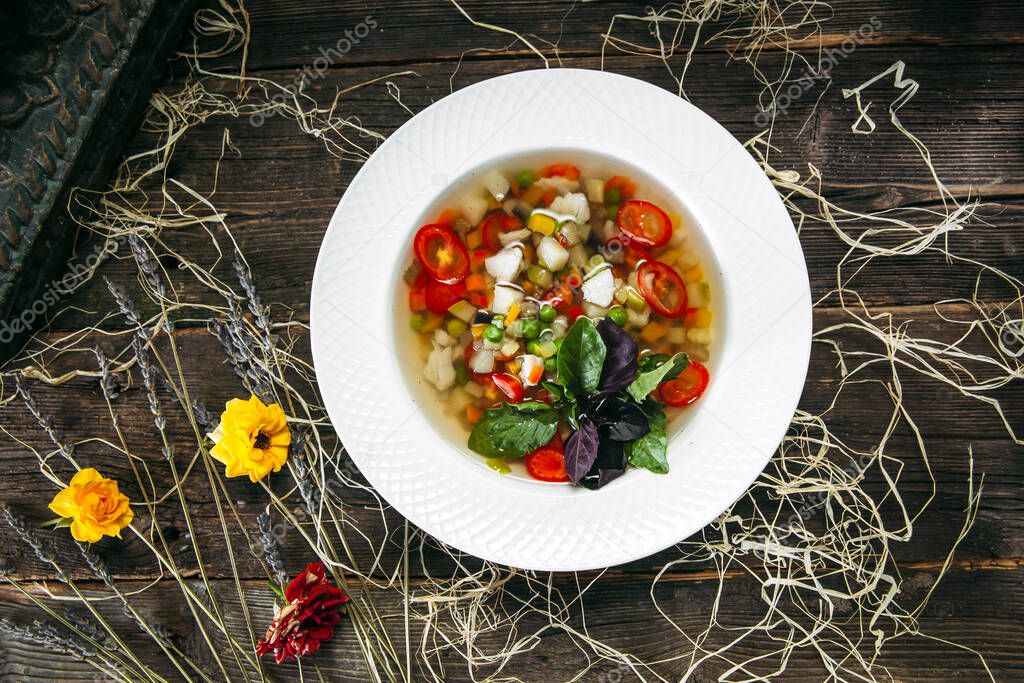 Healthy natural organic vegetable vegan soup 
