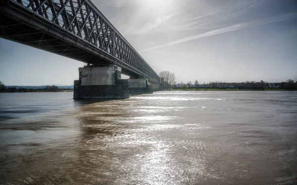 bridge, river Rhine, sun, patches of light