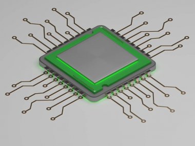 gerçekçi cpu yeşil glow.3d ile render