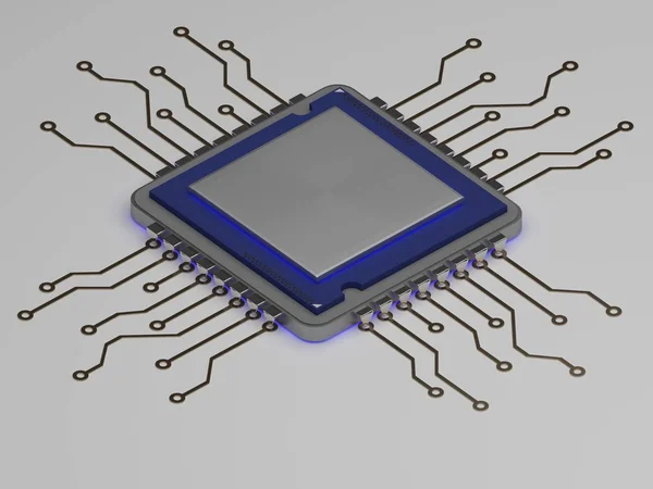 gerçekçi cpu mavi glow.3d ile render