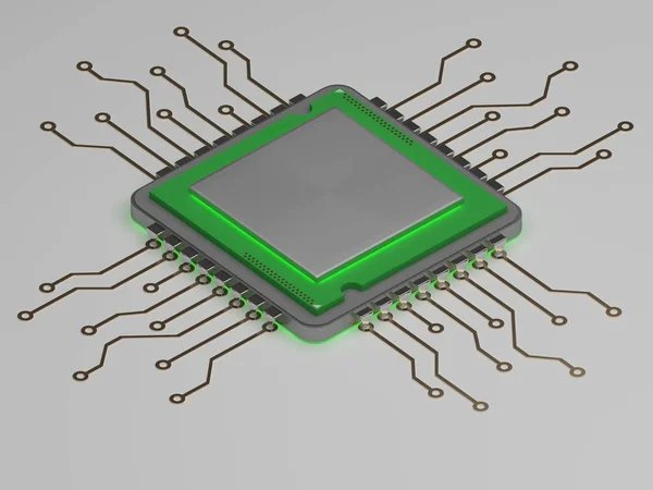 gerçekçi cpu yeşil glow.3d ile render