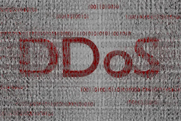 Kırmızı ddos metin ikili bulut enfekte kodu 3d render arka plan