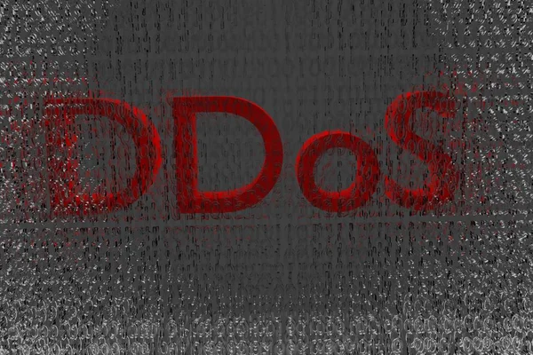 Червоний DDOS на цифровому двійковому фоні попередження 3d рендерингу Ліцензійні Стокові Зображення