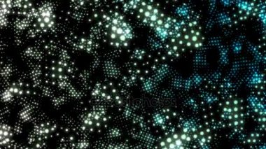 Arka plan animasyon hareket grafiği siyah arka plan üzerine kopya alanı ile parlayan parçacıklar soyut