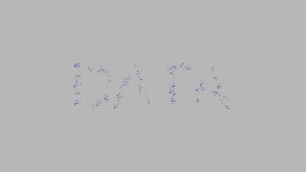 A palavra "DATA" é formada a partir de partículas rotativas. loop sem costura . — Vídeo de Stock