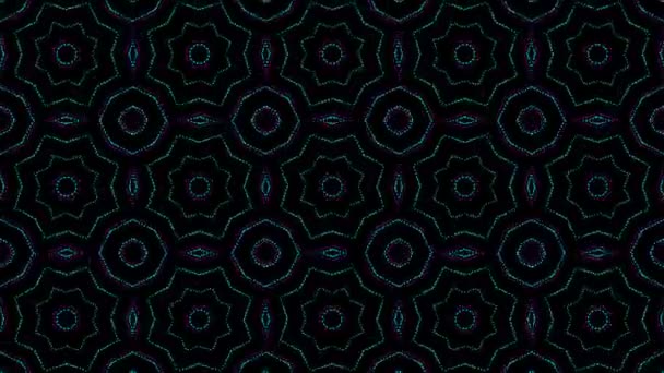 Disco-Kaleidoskope Hintergrund mit animierten leuchtenden neonfarbenen Linien und geometrischen Formen für Musikvideos, vj, dj, Bühne, LED-Bildschirme, Show, events.seamless loop.oriental. — Stockvideo