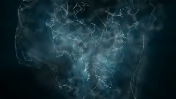 Netwerk verbinding Cloud lus achtergrond, roterende blauwe mesh wolk met witte stippen en lijnen met diepte-van veld effect.seamless lus. — Stockvideo