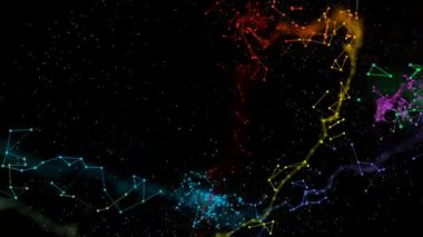 yıldızlı yolu bir gökkuşağı zinciri tarafından ortaya koydu. sinematik arka plan. sorunsuz döngü.