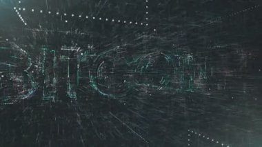 bilgisayar arka plan oluşturulur. kelime bitcoin oluşur. sorunsuz döngü.