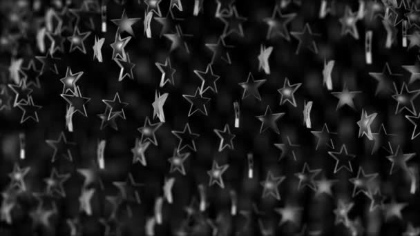 Estrellas blancas y negras vuelan en el espacio. bucle sin costura . — Vídeo de stock