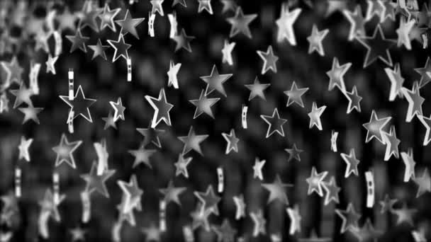 Glass stars on a black background stars fly in space. seamless loop. — Stock Video