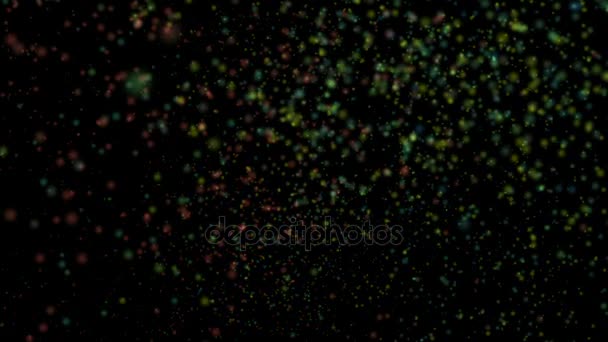 움직이는 입자와 깜빡이는 입자의 배경을 추상화하는 것이죠. 보케의 배경 사진. 거미막이 없는 고리의 애니메이션. — 비디오