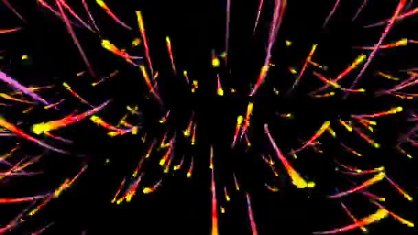 Fondo de movimiento abstracto, luces brillantes, ondas de energía y partículas de estilo fuegos artificiales brillantes — Vídeos de Stock