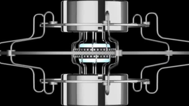 Rotierendes Modell des Mechanismus. filmischer Hintergrund. nahtlose Schleife. — Stockvideo