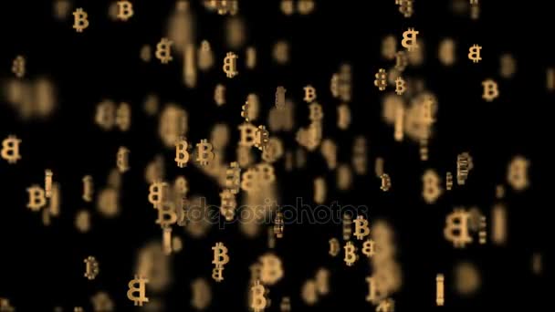 Mijnbouw bitcoins. filmische achtergrond. 3D animatie. naadloze loops. — Stockvideo