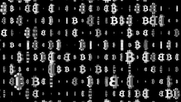 Fond d'entreprise de Bitcoins rotatifs. fond cinématographique. Animation 3D. boucle transparente . — Video