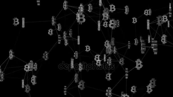 De werking van de wereld bitcoin bitcoin system.cinematic background.3d animatie. naadloze loops. — Stockvideo