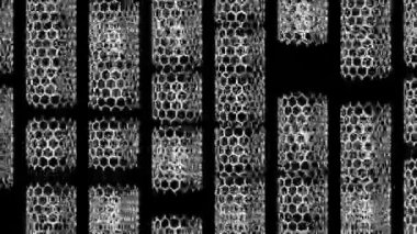 yükselen ve düşen silindir kılavuzundan. sinematik endüstriyel arka plan. 3D animasyon. sorunsuz döngü.