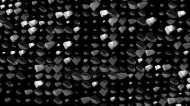 Türdeş olmayan dizi parçacıklar döner. sinematografik endüstriyel arka plan. 3D animasyon. sorunsuz döngü.