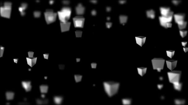 Вертикальное движение кубов разного размера. кинематографический промышленный фон. 3d анимация. бесшовный цикл . — стоковое видео