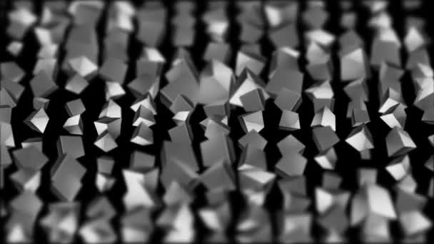 Perfecte kubussen diepte van het veld. filmische industriële achtergrond. 3D animatie. naadloze loops. — Stockvideo