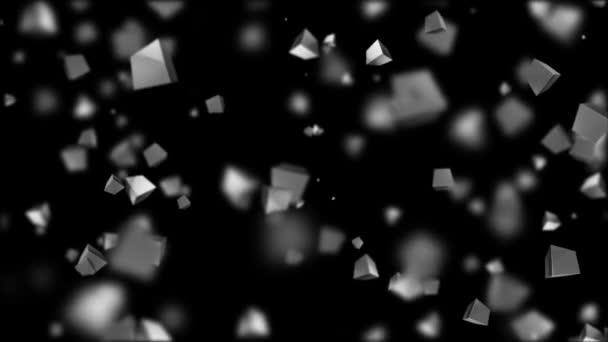 Ruimte kubussen diepte van field.cinematic industriële background.3d animatie. naadloze loops. — Stockvideo
