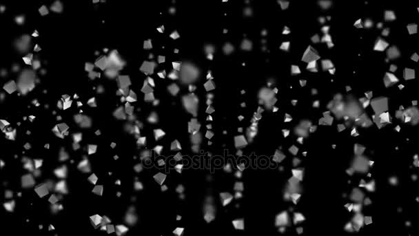 particules se déplaçant profondeur de champ. contexte industriel cinématographique. Animation 3D. boucle transparente .