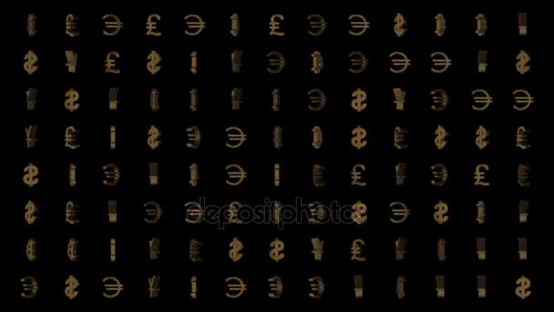 Conjunto de moneda mundial. fondo cinematográfico de negocios. bucle sin costura . — Vídeo de stock