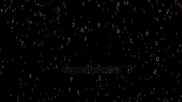 un tourbillon de chiffres d'or. Un arrière-plan cinématographique d'affaires. boucle transparente .