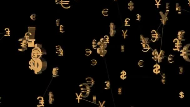 Kommunikation von Währungen. Business cinematographischen Hintergrund. nahtlose Schleife. — Stockvideo