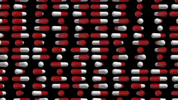 De pillen draaien een beschermende barrière vormen. De medische filmische achtergrond. naadloze loops. — Stockvideo