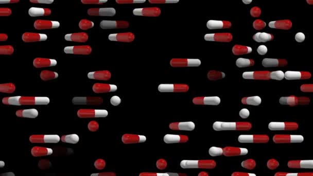 Os comprimidos aparecem e desaparecem. O passado médico-cinematográfico. loop sem costura . — Vídeo de Stock