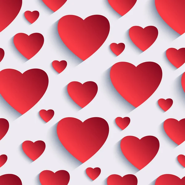 San Valentín fondo sin costuras con corazones 3d — Vector de stock