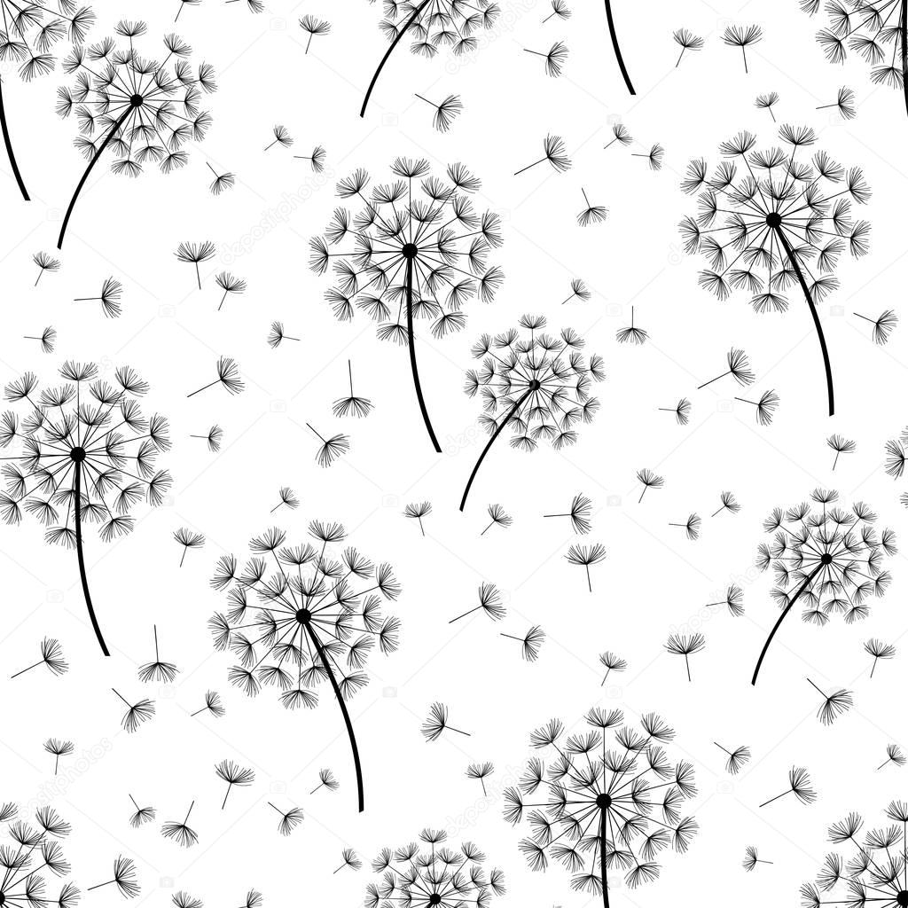 Background seamless pattern with stylized dandelions