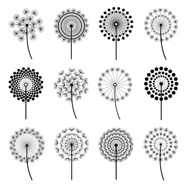 Set of stylized dandelions Stock Vector