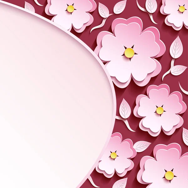 用 3d 樱花和树叶背景 — 图库矢量图片