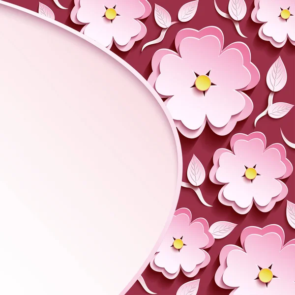 Background with 3d sakura and leaves Royalty Free Stock Vectors