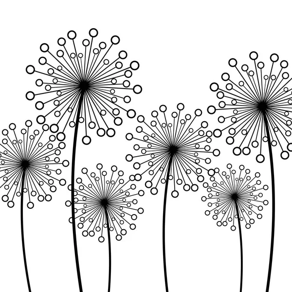Background with decorative flowers dandelions — Stock Vector