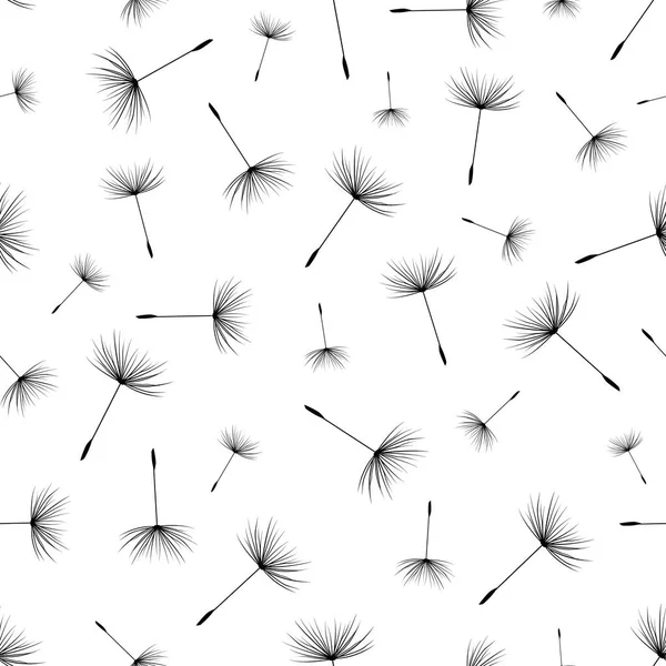 Seamless pattern with dandelion fluff silhouette — Stock Vector