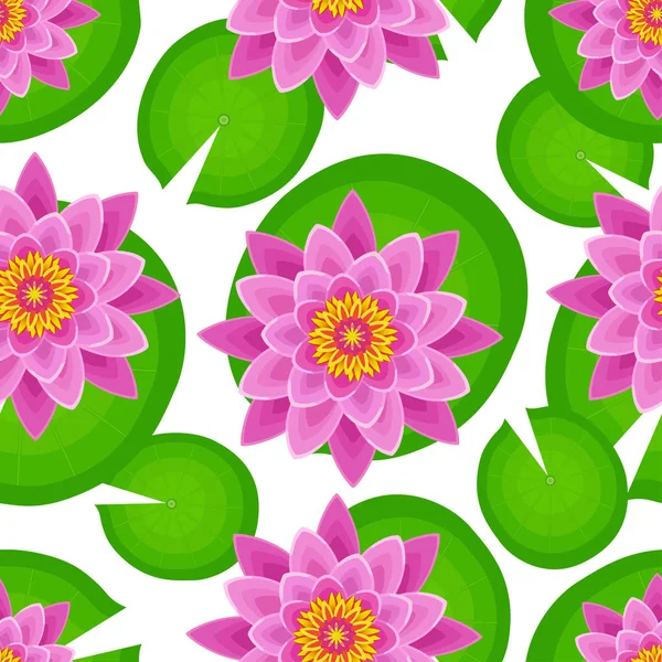 Seamless pattern with pink lotus — Stock Vector